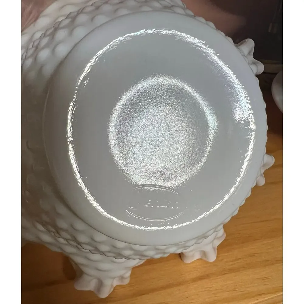 Vintage Fenton Hobnail 9” Double Crimped Top Bowl